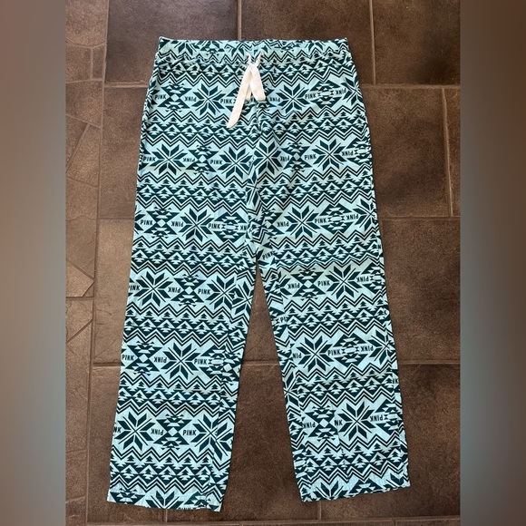 PINK Victoria’s Secret pajama casual pants green Aztec lounge thin size large - Picture 3 of 13